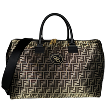 Load image into Gallery viewer, Fendi Metallic Zucca Print Karligraphy Duffle Bag Gold Black