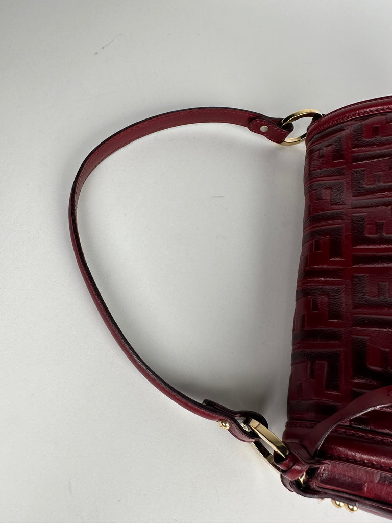 Fendi Red Zucca Leather Borsa Chef Bag