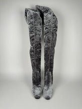 Load image into Gallery viewer, Saint Laurent Crushed Velvet Thigh High Boots Size 37EU Gray