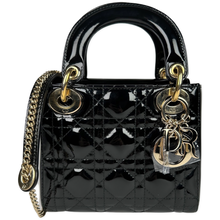 Load image into Gallery viewer, Dior Mini Lady Dior Black Patent Cannage Calfskin