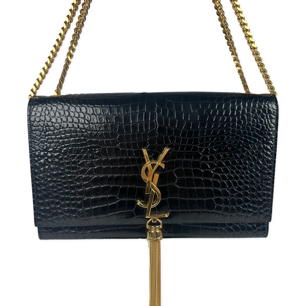 Saint Laurent Black Calfskin Classic Monogram Kate Tassel Medium