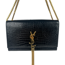 Load image into Gallery viewer, Saint Laurent Black Calfskin Classic Monogram Kate Tassel Medium