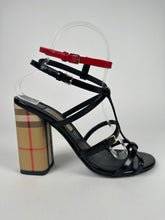 Load image into Gallery viewer, Burberry Vintage Check and Patent Leather Heeled Sandals Size 37EU
