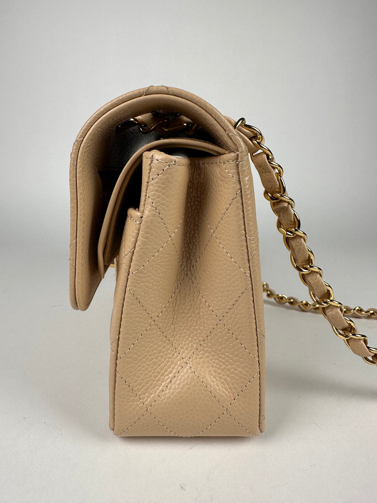 Chanel Caviar Quilted Small Double Flap Beige Clair
