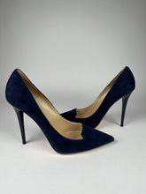 Load image into Gallery viewer, Jimmy Choo Navy Suede Pointed Toe Pump size 39EU