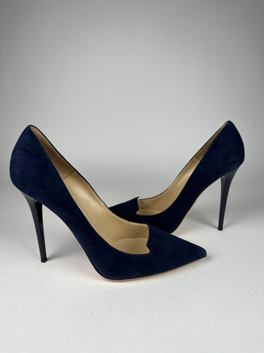 Jimmy Choo Navy Suede Pointed Toe Pump size 39EU