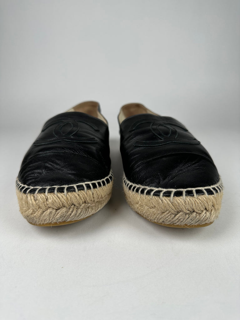 Chanel Lambskin CC Espadrilles Black 40EU