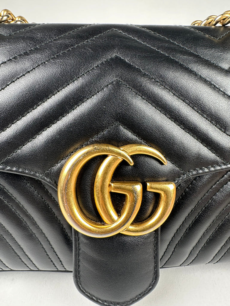 Gucci Marmont Small Shoulder Bag Calfskin Black