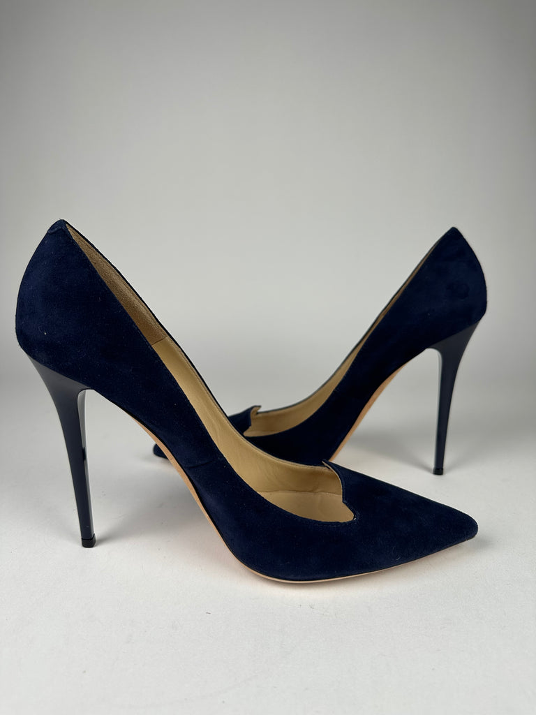 Jimmy Choo Navy Suede Pointed Toe Pump size 39EU