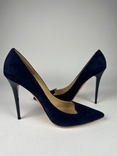 Load image into Gallery viewer, Jimmy Choo Navy Suede Pointed Toe Pump size 39EU