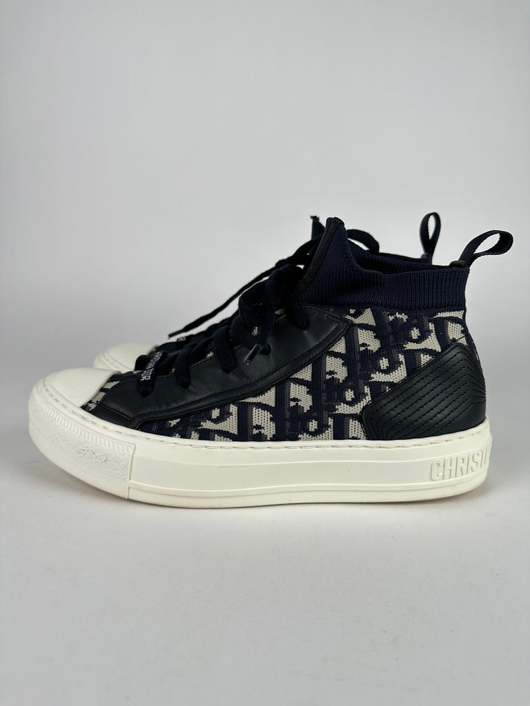 Dior Walk n Dior Mid Top Sneaker Blue Oblique size 37EU