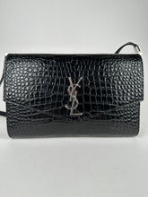 Load image into Gallery viewer, Saint Laurent Croc Embossed Uptown Mini Crossbody Black