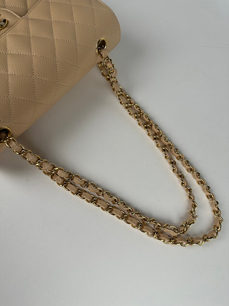 Chanel Caviar Quilted Small Double Flap Beige Clair