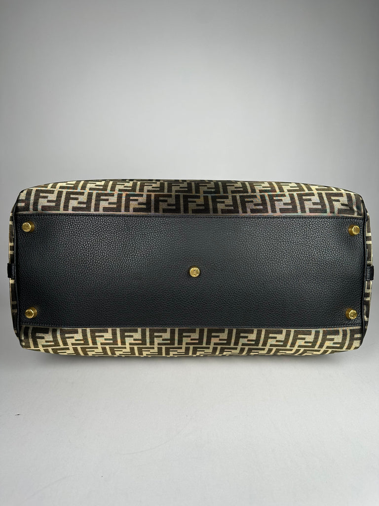 Fendi Metallic Zucca Print Karligraphy Duffle Bag Gold Black