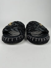 Load image into Gallery viewer, Chanel Raffia Woven Slides With CC logo Black Grey Size 35EU