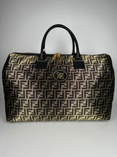 Load image into Gallery viewer, Fendi Metallic Zucca Print Karligraphy Duffle Bag Gold Black