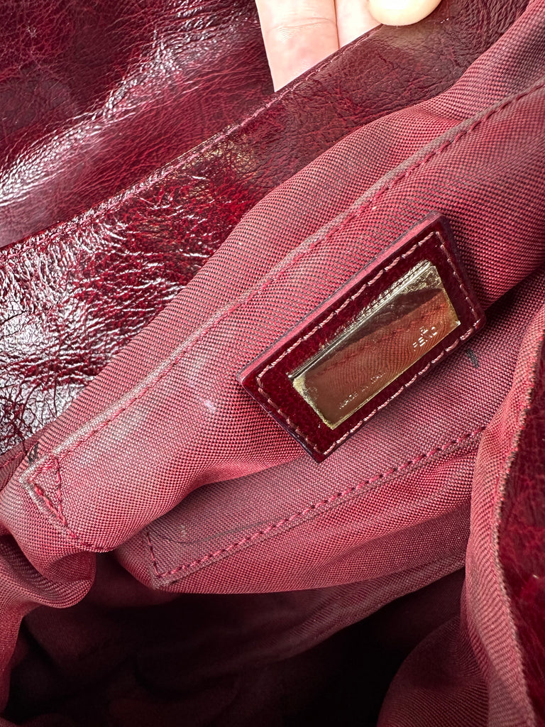 Fendi Red Zucca Leather Borsa Chef Bag