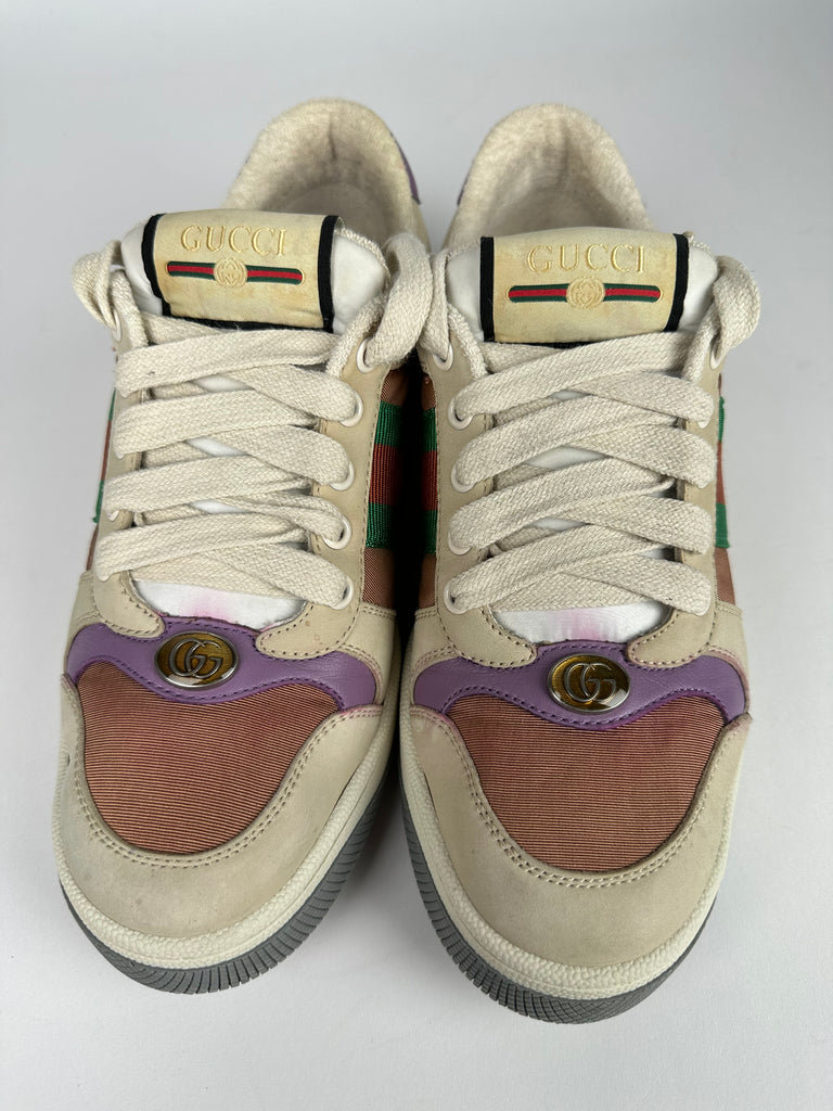 Gucci Screener Sneaker Purple Pink Cream Size 37.5EU
