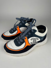 Load image into Gallery viewer, Chanel Classic Trainers Blue Grey White Orange Size 35.5EU