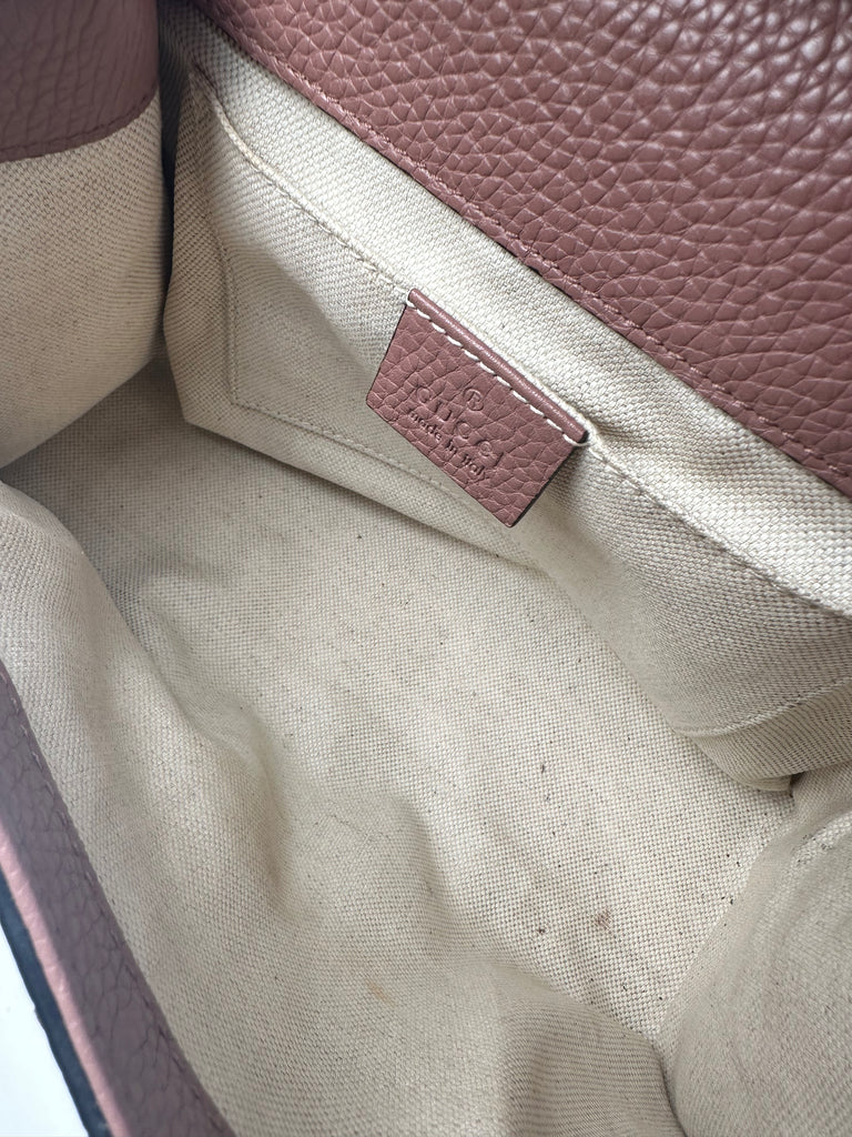 Gucci Marmont Calfskin Mini GG Top Handle Porcelain Rose