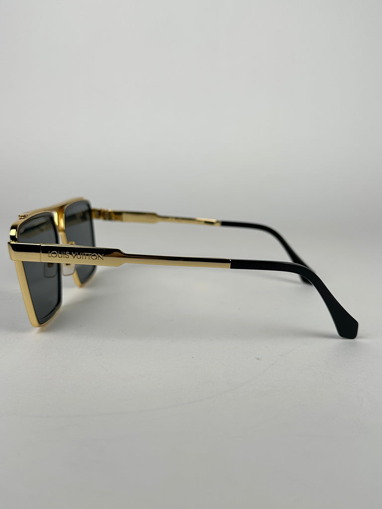 Louis Vuitton 1.1 Evidence Metal Square Sunglasses Gold