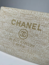 Load image into Gallery viewer, Chanel Woven Raffia Large Cosmetic O-Case Clutch Beige Gold