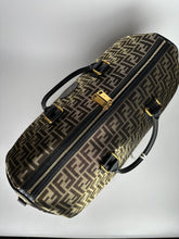 Load image into Gallery viewer, Fendi Metallic Zucca Print Karligraphy Duffle Bag Gold Black