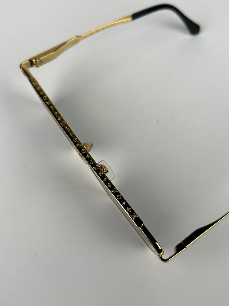 Louis Vuitton 1.1 Evidence Metal Square Sunglasses Gold