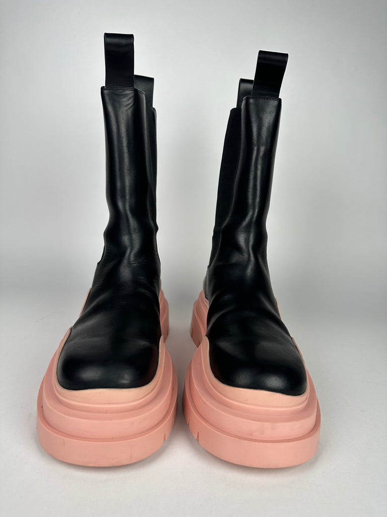 Bottega Veneta Tire Ankle Boot Black/Peach Size 38.5EU