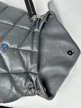Load image into Gallery viewer, Saint Laurent Lambskin Quilted Medium Loulou Puffer Monogram Chain Satchel Grey
