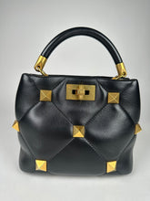 Load image into Gallery viewer, Valentino Garavani Nappa Small Roman Stud The Handle Bag Black
