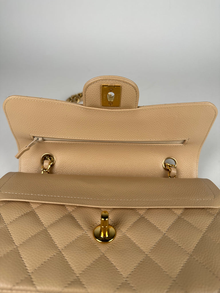 Chanel Caviar Quilted Small Double Flap Beige Clair