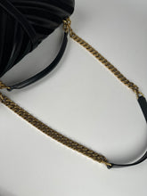 Load image into Gallery viewer, Saint Laurent Leather and Suede Matelasse Chevron Monogram Large College Satchel Black
