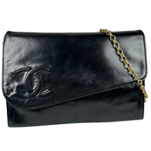 Load image into Gallery viewer, Chanel Vintage Lambskin CC Embroidered Clutch On Chain Black
