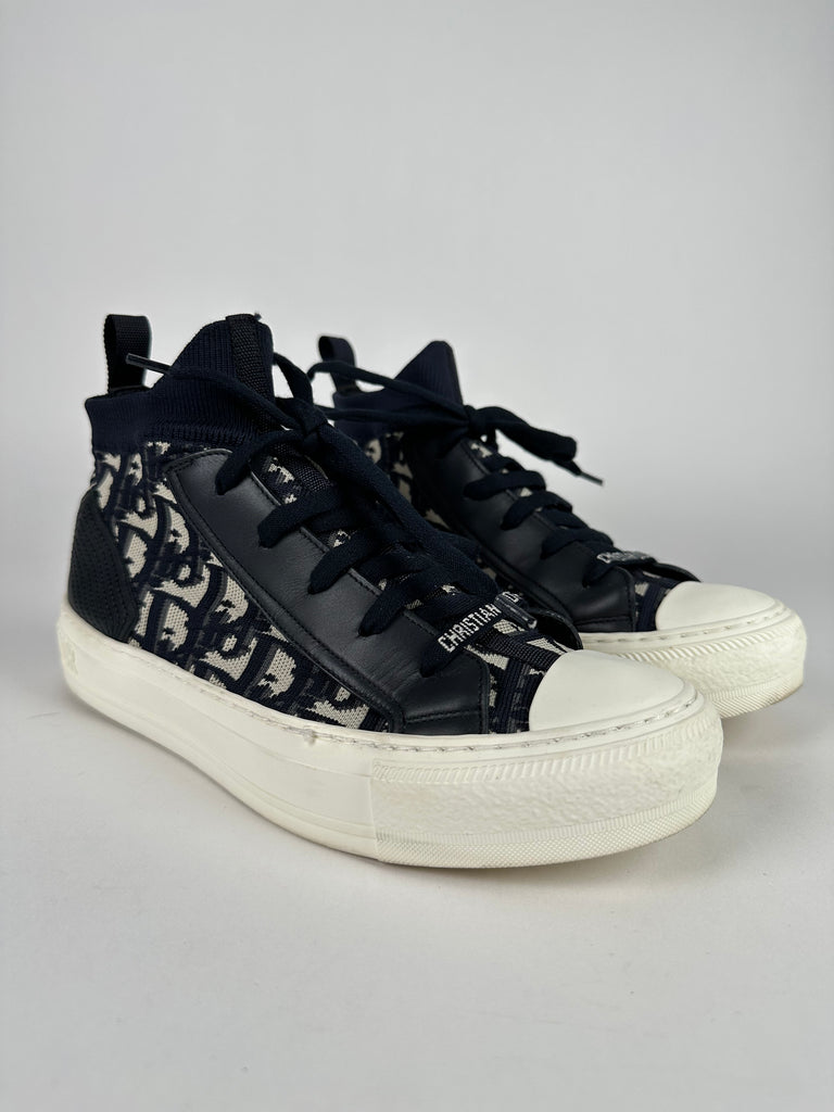Dior Walk n Dior Mid Top Sneaker Blue Oblique size 37EU