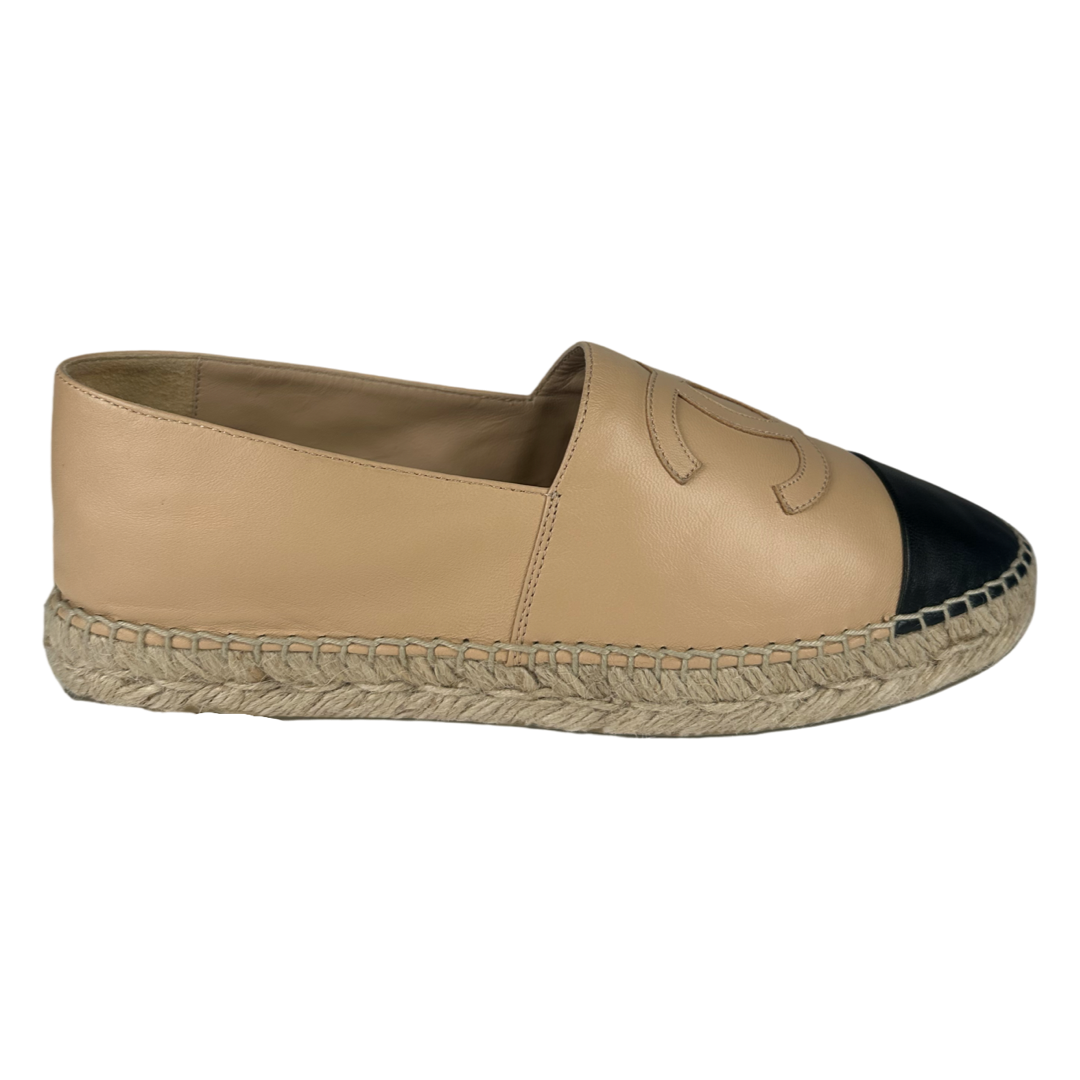 Chanel Lambskin CC Espadrilles Black/Beige 39EU – Sacdelux