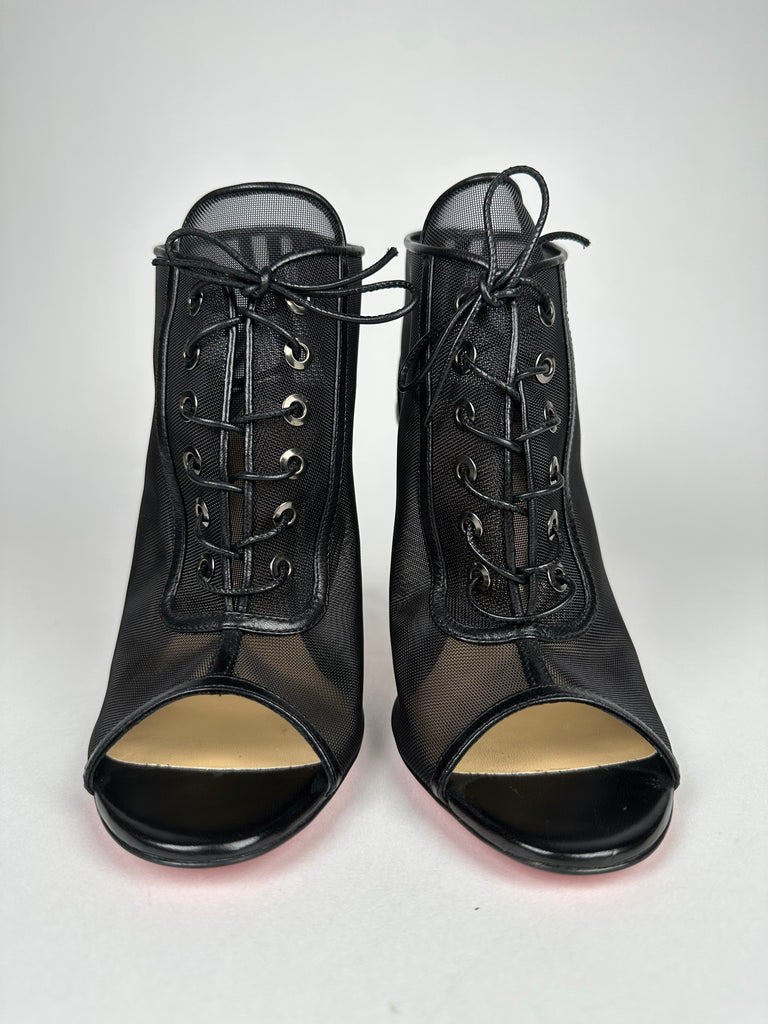 Christian Louboutin Open Ondessa 100 Mesh Black Size 37.5EU