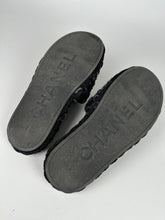 Load image into Gallery viewer, Chanel Raffia Woven Slides With CC logo Black Grey Size 35EU