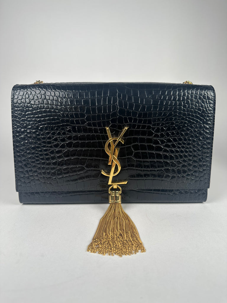 Saint Laurent Black Calfskin Classic Monogram Kate Tassel Medium