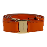 Salvatore Ferragamo Viva Bow Patent Leather Reversible and Adjustable Belt Orange