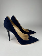 Load image into Gallery viewer, Jimmy Choo Navy Suede Pointed Toe Pump size 39EU
