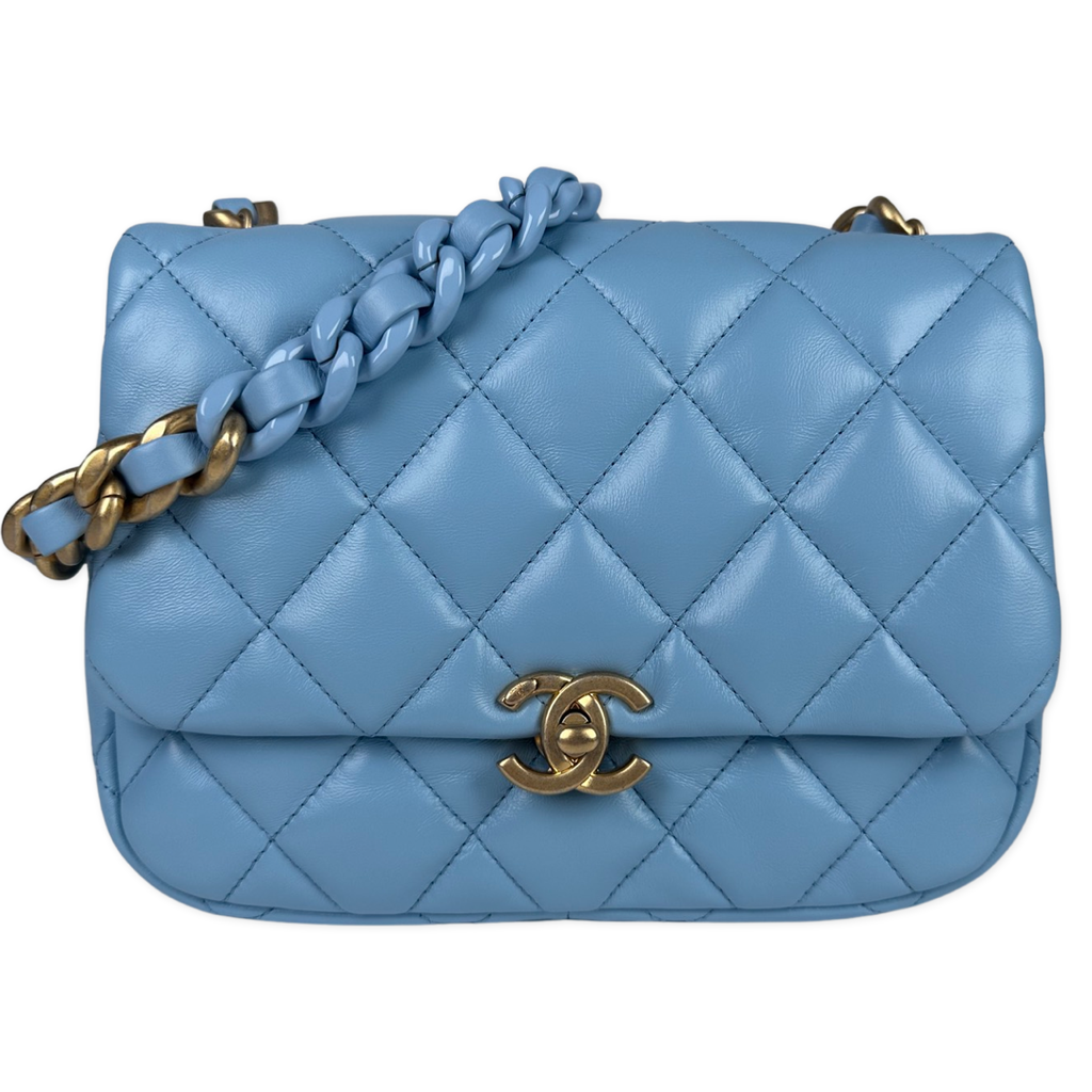 Blue quilted sales chanel bag