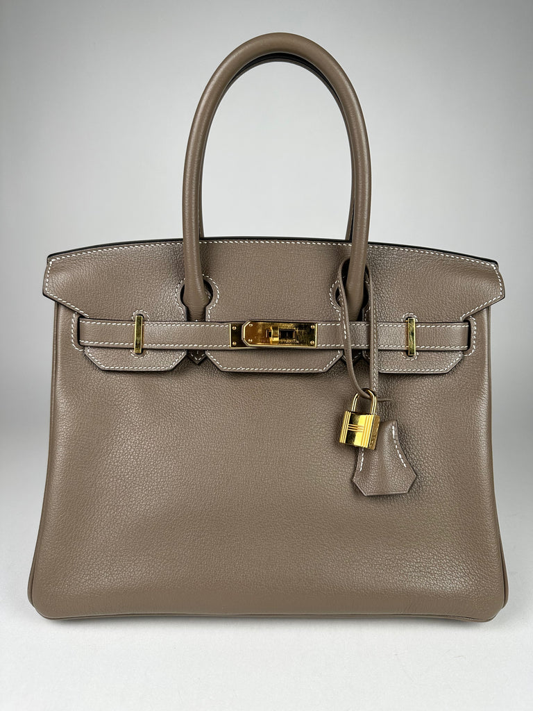 Hermes Birkin 30 Evercolor Leather Etoupe GHW