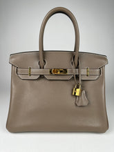 Load image into Gallery viewer, Hermes Birkin 30 Evercolor Leather Etoupe GHW