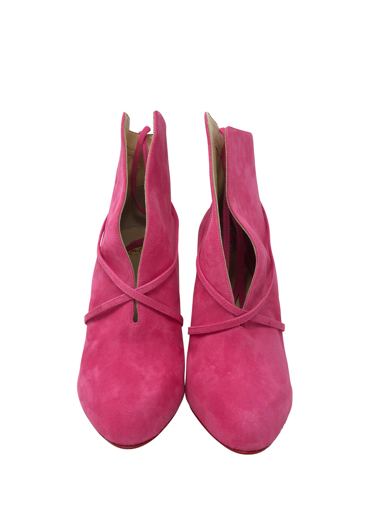 Christian Louboutin Pink Suede Booties Size 39.5