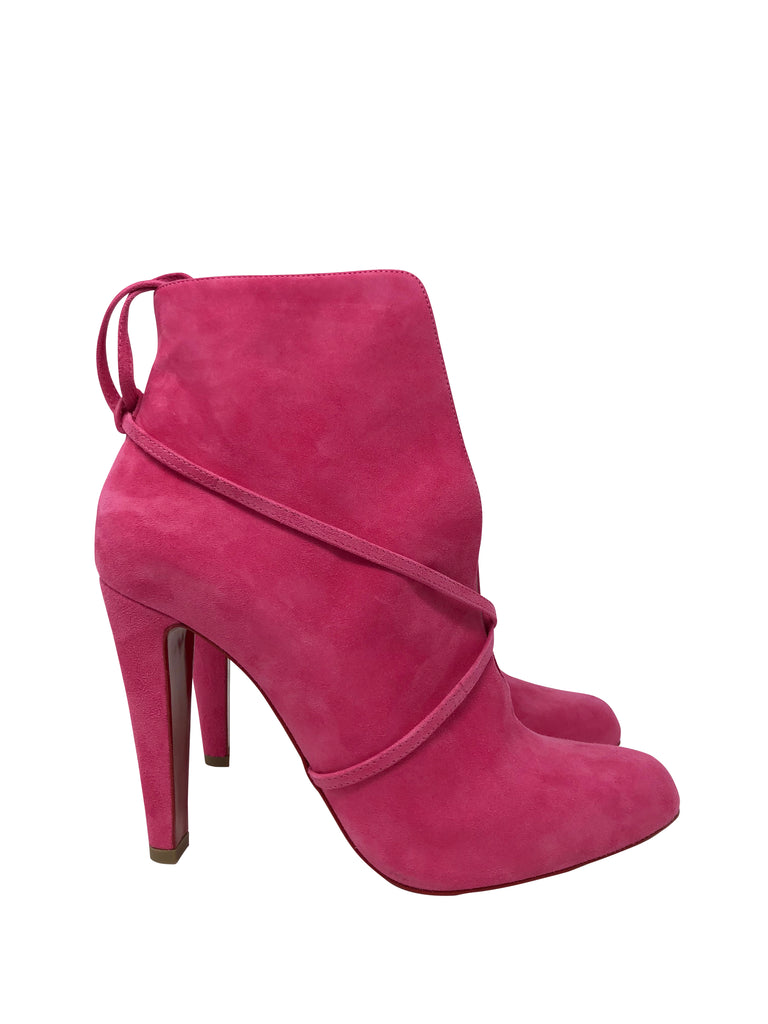 Christian Louboutin Pink Suede Booties Size 39.5