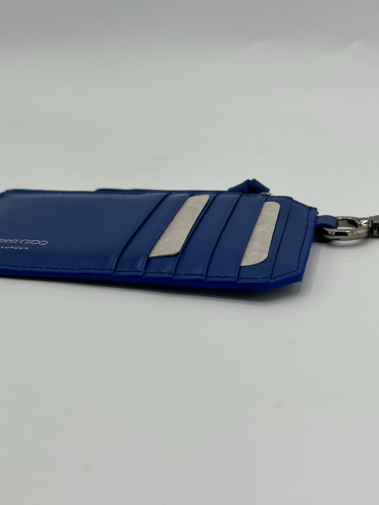 Jimmy Choo/ Eric Haze Graffiti Logo Lise Card Holder with Key clip Blue