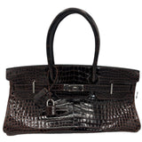 Hermes Shiny Porosus Crocodile JPG Shoulder Birkin 42 Chocolate PHW