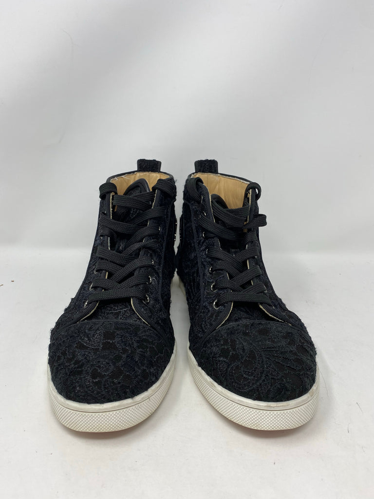 Christian louboutin lace black high top sneaker size 37.5