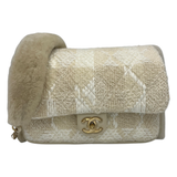 Chanel Shearling Lined Tweed and Lambskin Muff Flap Bag